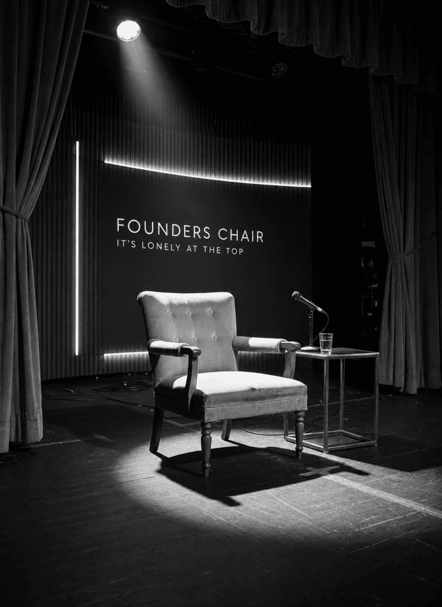 Empty velvet chair on a spotlit stage